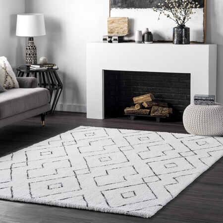 Nuloom Beaulah Modern Trellis Shag Area Rug 4ft x 6ft HJKZ01A-406